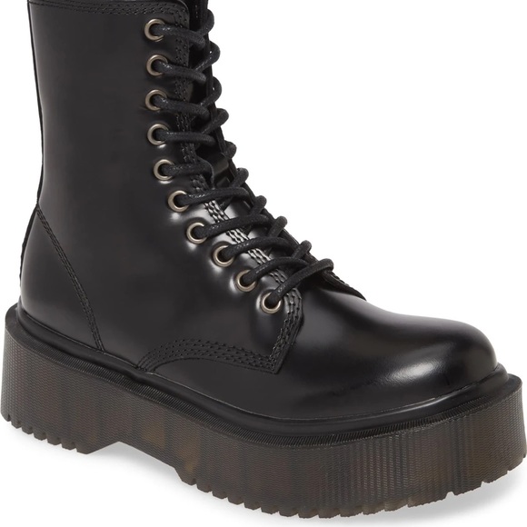 Jeffrey Campbell Shoes - Jeffrey Campbell Sopas Lugged Platform Leather Combat Boot Black Size 8